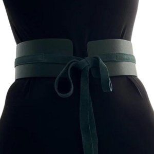 Dark Green Suede Tassel Obi Belt